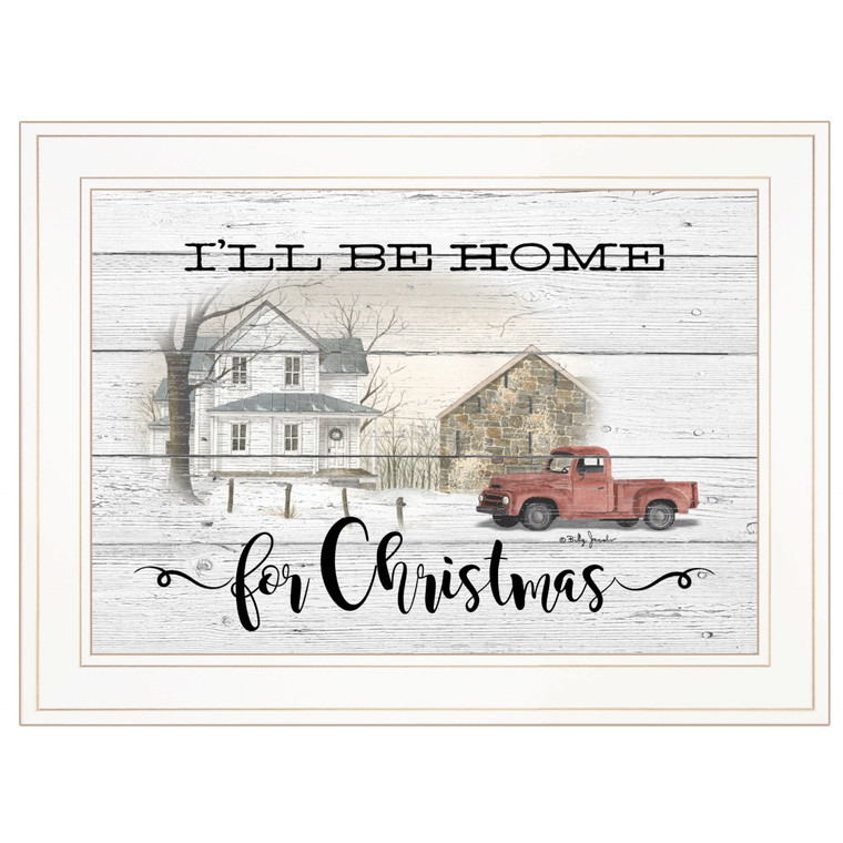 Ill Be Home For Christmas 2 White Framed Print Wall Art - 606114070863