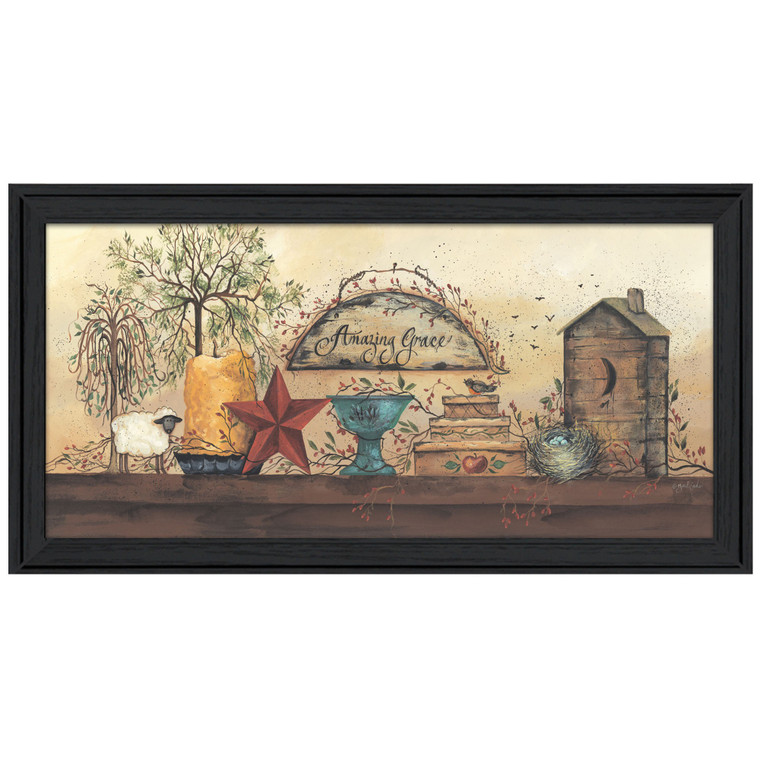 Amazing Grace Shelf 3 Black Framed Print Wall Art - 606114038214