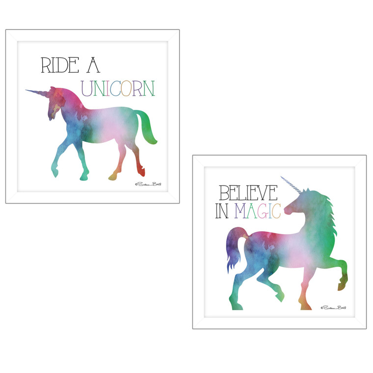Set Of Two Believe In Magic White Framed Print Wall Art - 606114680710