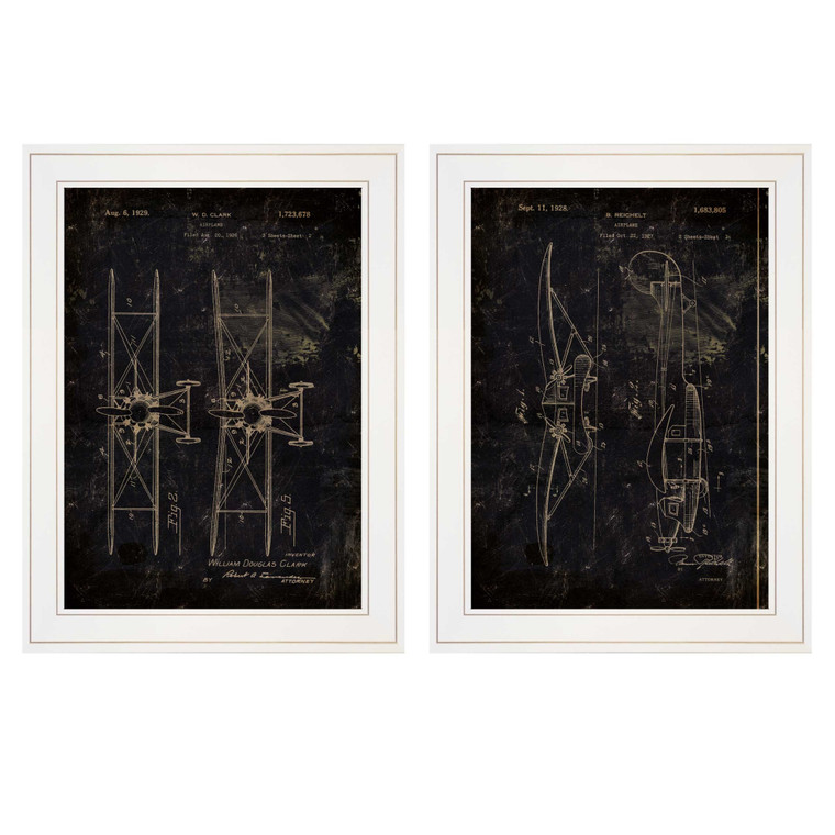 Set Of Two Airplane Patent I And Ii 1 White Framed Print Wall Art - 606114680383