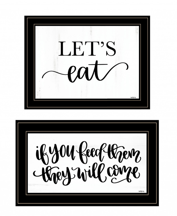 Set Of Two Lets Eat Or Feed Them 2 Black Framed Print Wall Art - 606114054191
