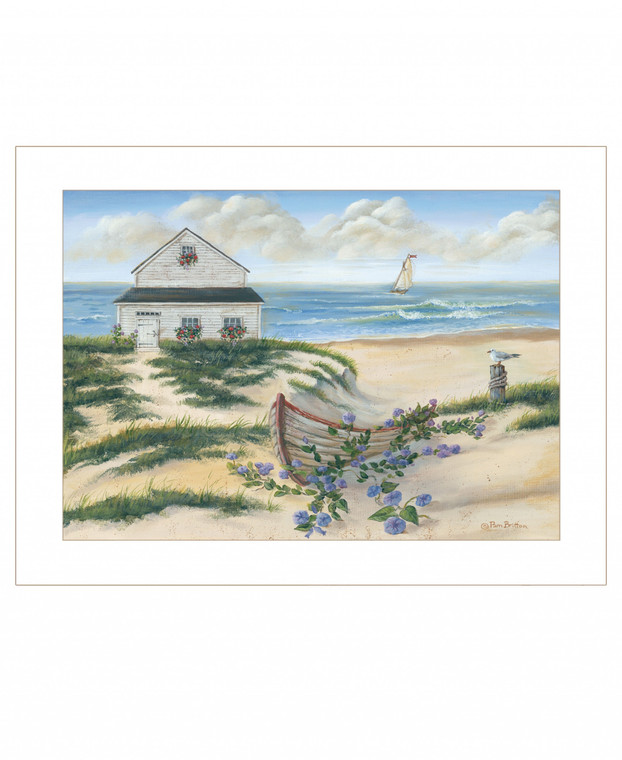 Beach Cottage II 1 White Framed Print Wall Art - 606114050384