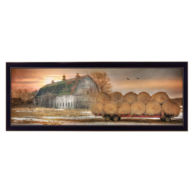 Homeroots Home Decor Sunset On The Farm 1 Black Framed Print Wall Art, Black, 14 Inch Height