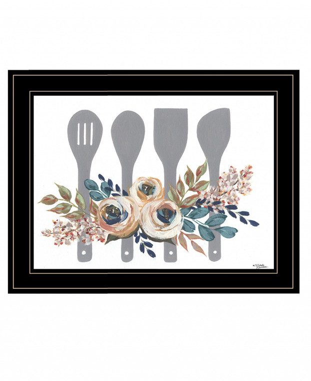 Fall Floral Baking Utensils 2 Black Framed Print Wall Art - 606114053323