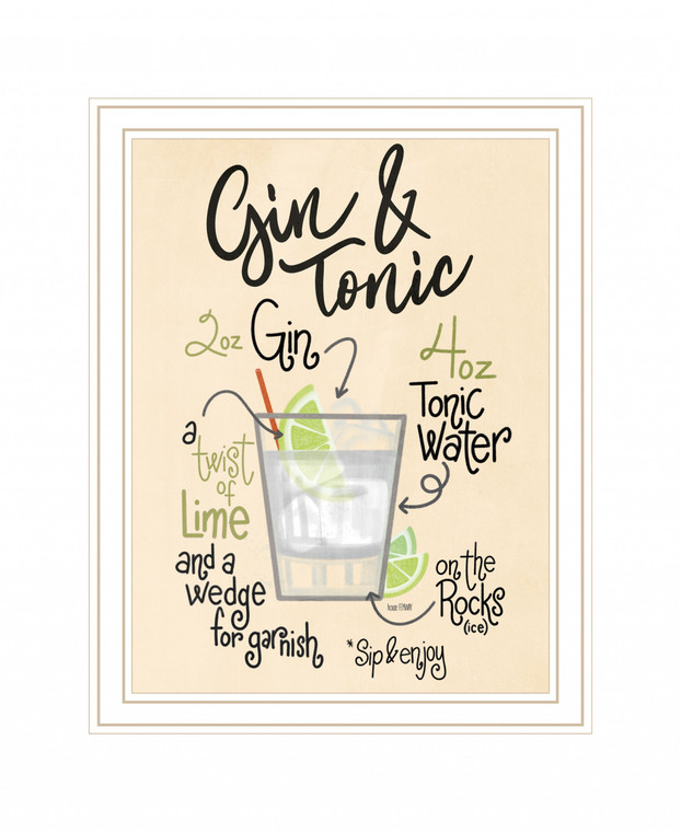 Gin and Tonic White Framed Print Wall Art - 606114061595