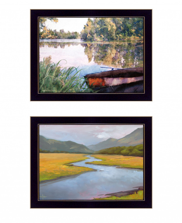 Set Of Two Serene Water 3 Black Framed Print Wall Art - 606114053965