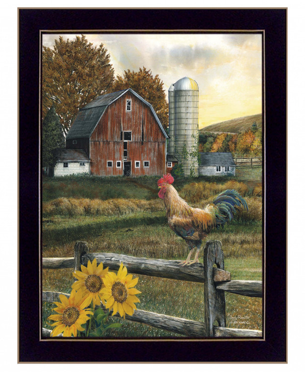 Homeroots Home Decor Early Rooster 1 Black Framed Print Wall Art, Black Frame, 18 x 14 Inches