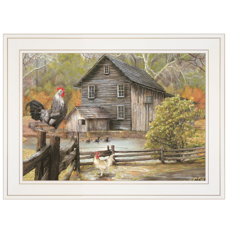 Homeroots Home Decor Down On The Farm I White Framed Print Wall Art, White, Framed