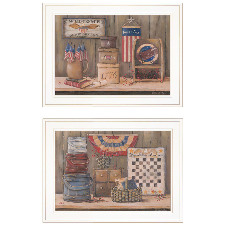 Set Of Two Sweet Land Of Liberty 2 White Framed Print Wall Art - 606114160663