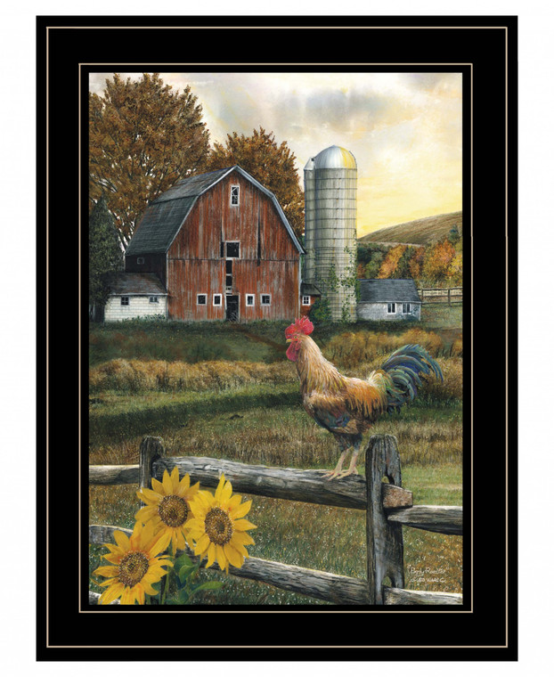 Early Rooster 4 Black Framed Print Wall Art - 606114050896
