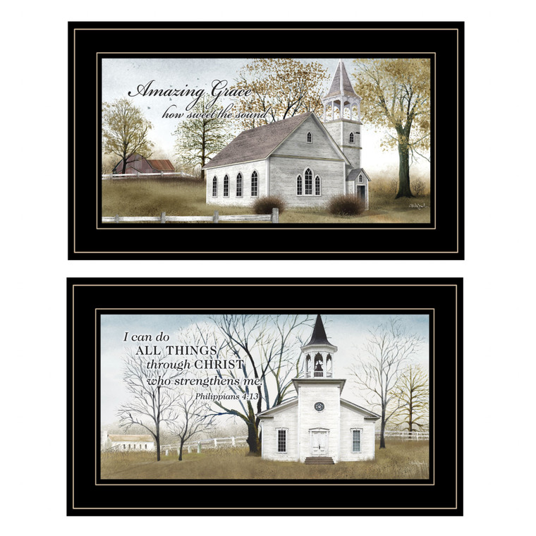 Set Of Two Amazing Grace 4 Black Framed Print Wall Art - 606114044628