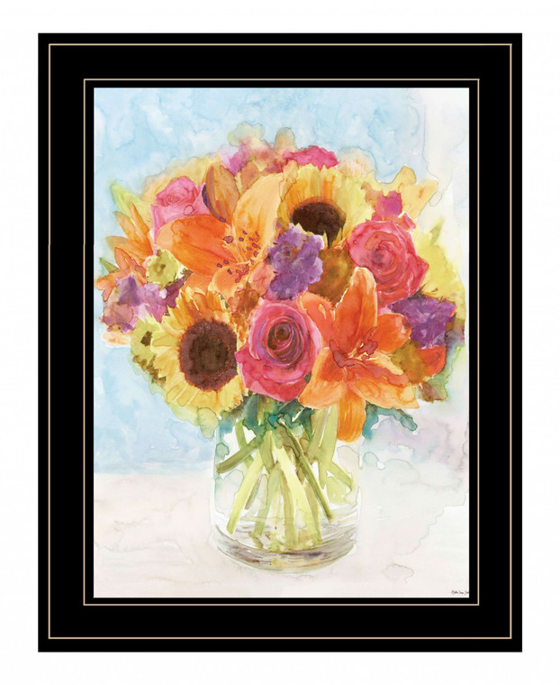 Vases With Flowers 1 Black Framed Print Wall Art - 606114056300