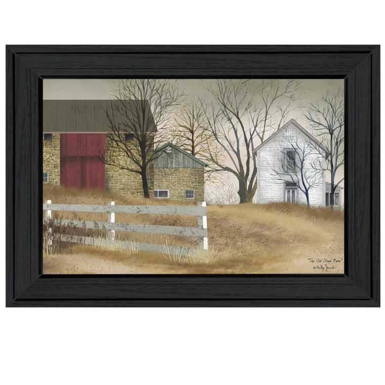 Old Stone Barn Black Framed Print Wall Art - 606114062882