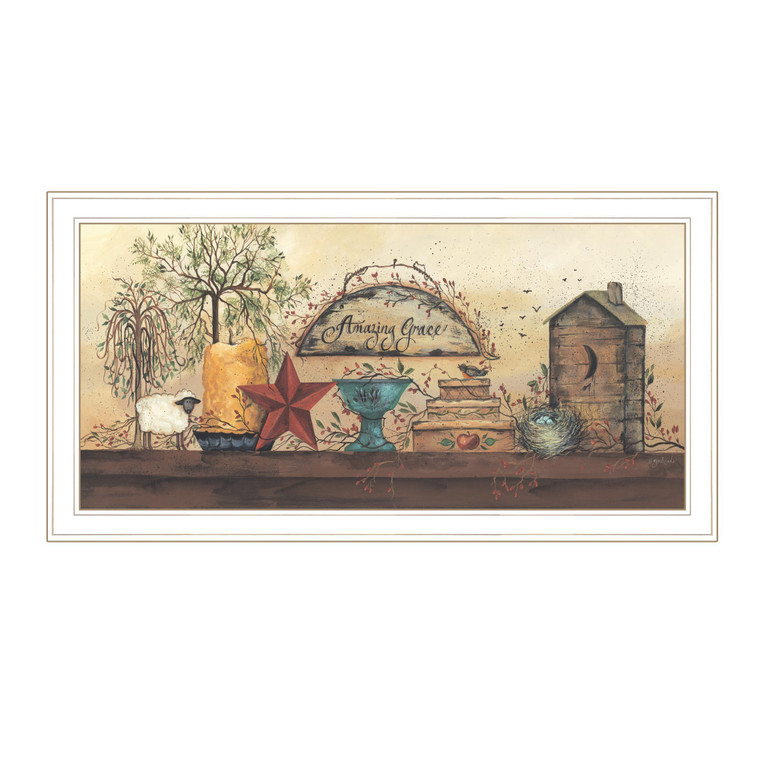 Amazing Grace Shelf 1 White Framed Print Wall Art - 606114064244