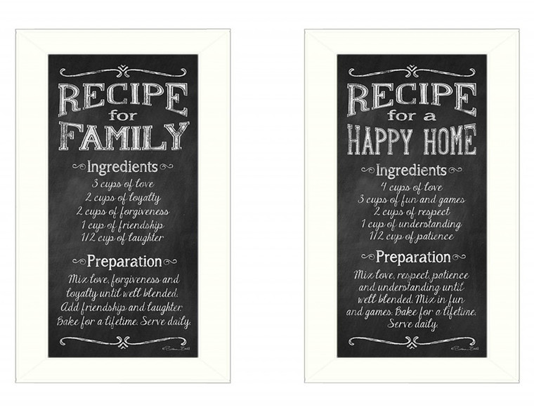 Set Of Two Family Recipe White Framed Print Wall Art - 606114042693