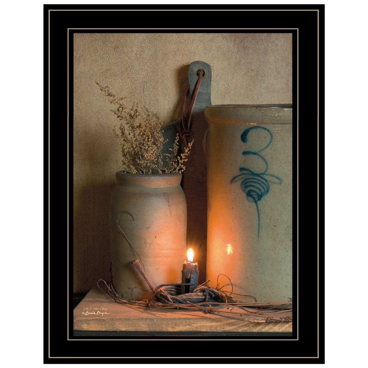 Homeroots Home Decor Country Candle and Crock Black Framed Print Wall Art, Black, 19 Inches Height