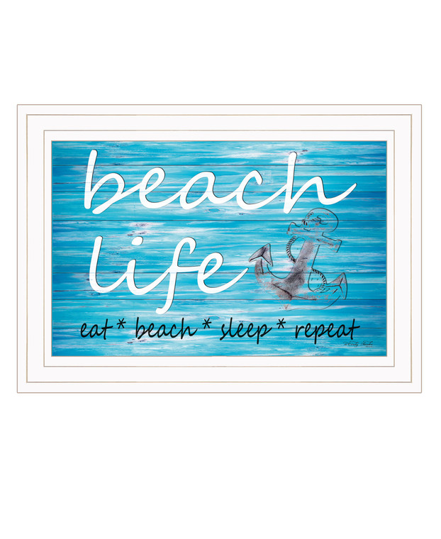 Beach Life 1 White Framed Print Wall Art - 606114048169