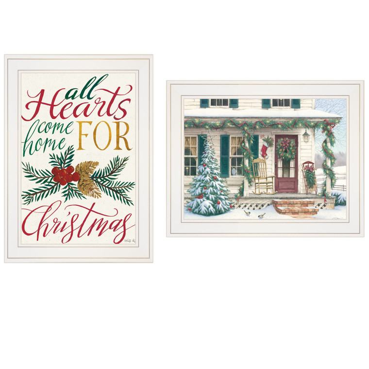 Set Of Two Come Home For Christmas 1 White Framed Print Wall Art - 606114680345