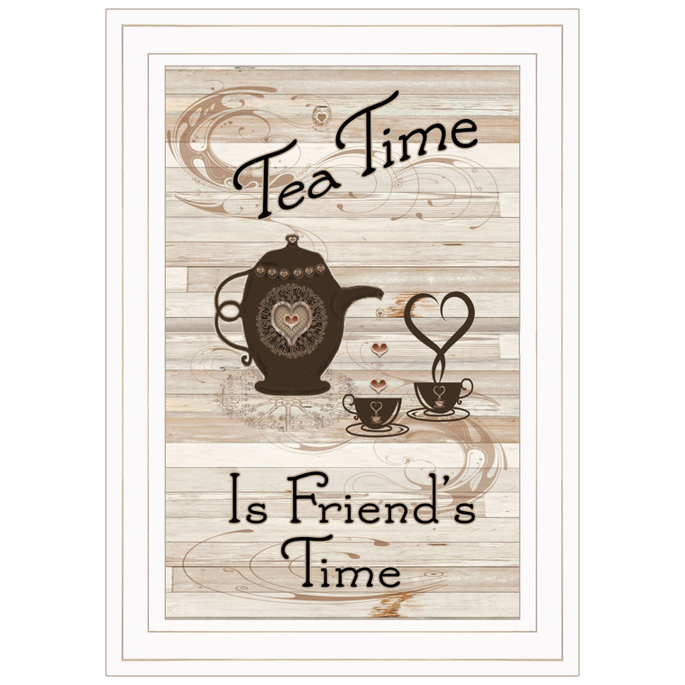 Tea Time Is Friends Time 1 White Framed Print Wall Art - 606114044246