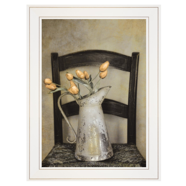 Golden Tulips 1 White Framed Print Wall Art - 606114042105