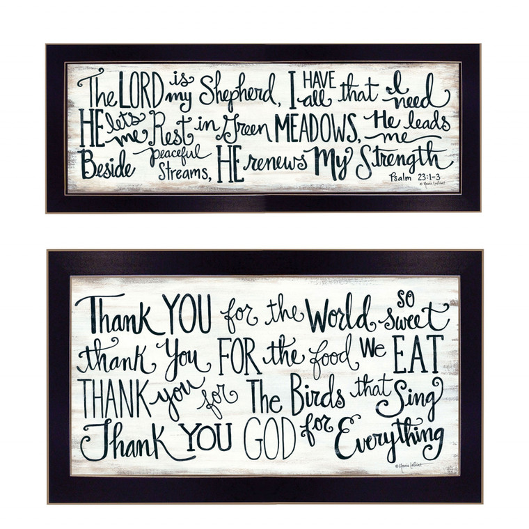 Set Of Two Thank You Lord 2 Black Framed Print Wall Art - 606114043010