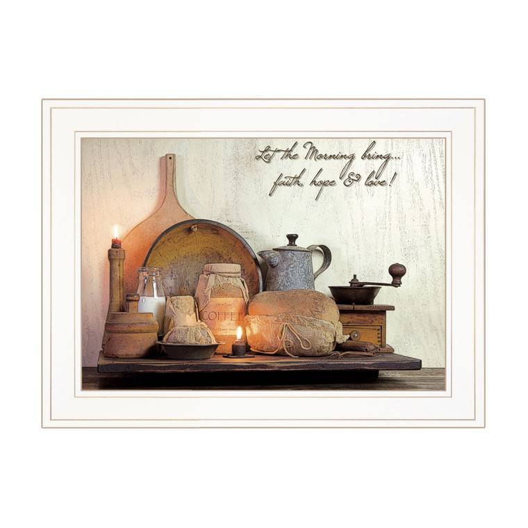 Faith Hope &amp;amp; Love 1 White Framed Print Wall Art - 606114045014