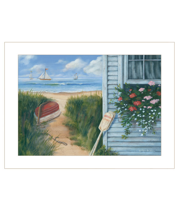 Beach Cottage 1 White Framed Print Wall Art - 606114160915