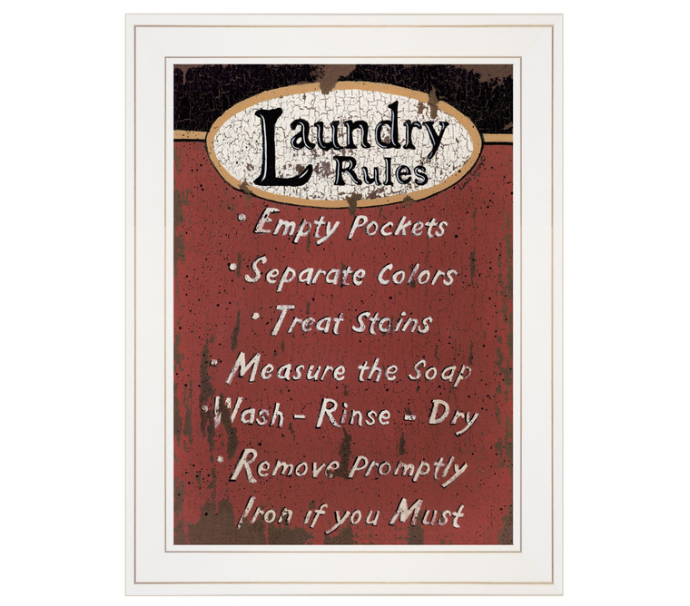 Laundry Rules 3 White Framed Print Laundry Wall Art - 606114158356