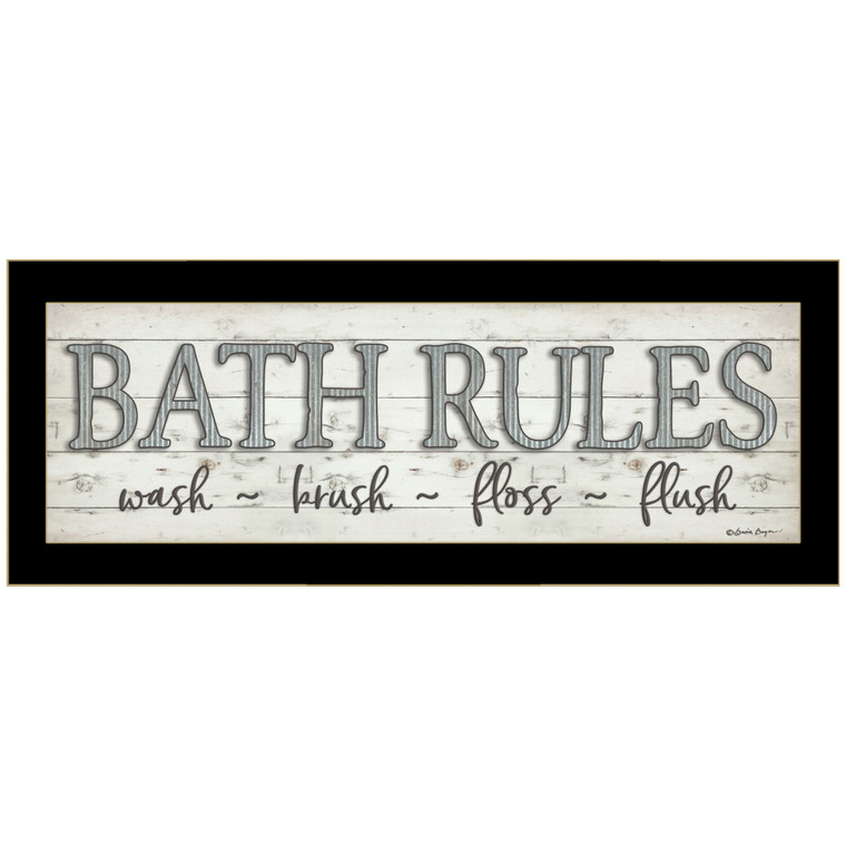 Bath Rules 3 Black Framed Print Bathroom Wall Art