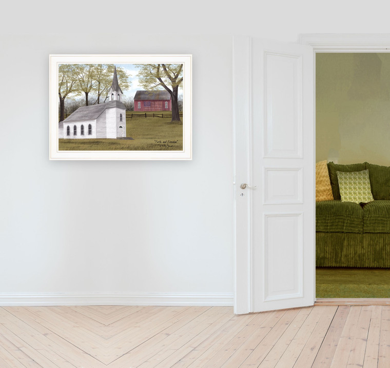 Faith And Freedom 4 White Framed Print Wall Art - 606114157755