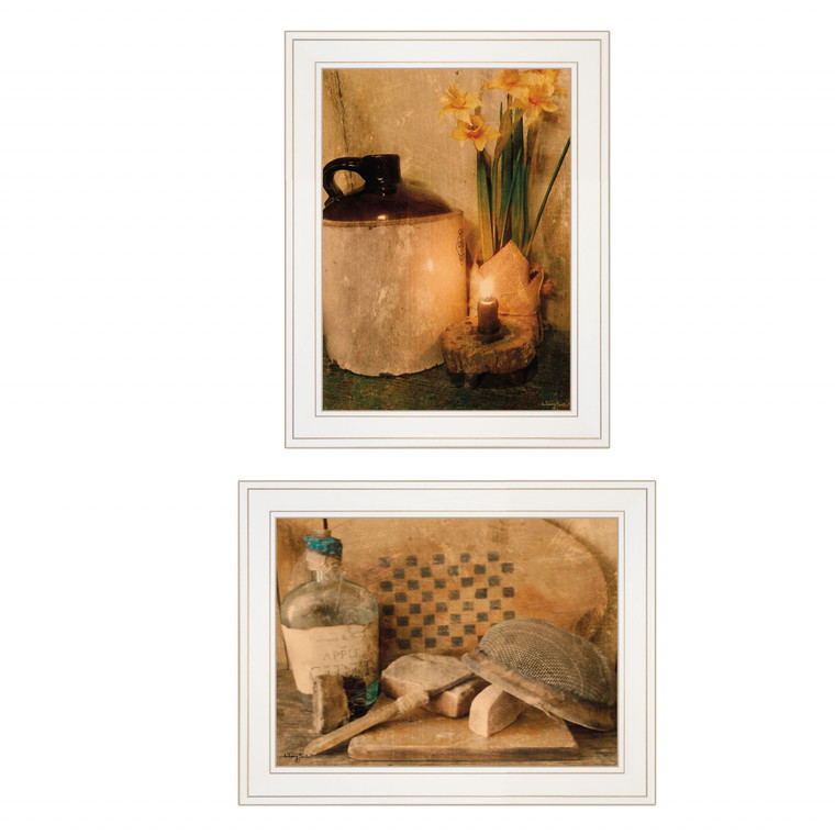 Set Of Two Daffodils And Cider 1 White Framed Print Wall Art - 606114043072