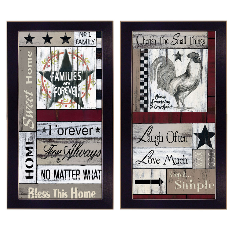 Set Of Two Family Wisdom Cherish The Small Things Black Framed Print Wall Art - 606114680611