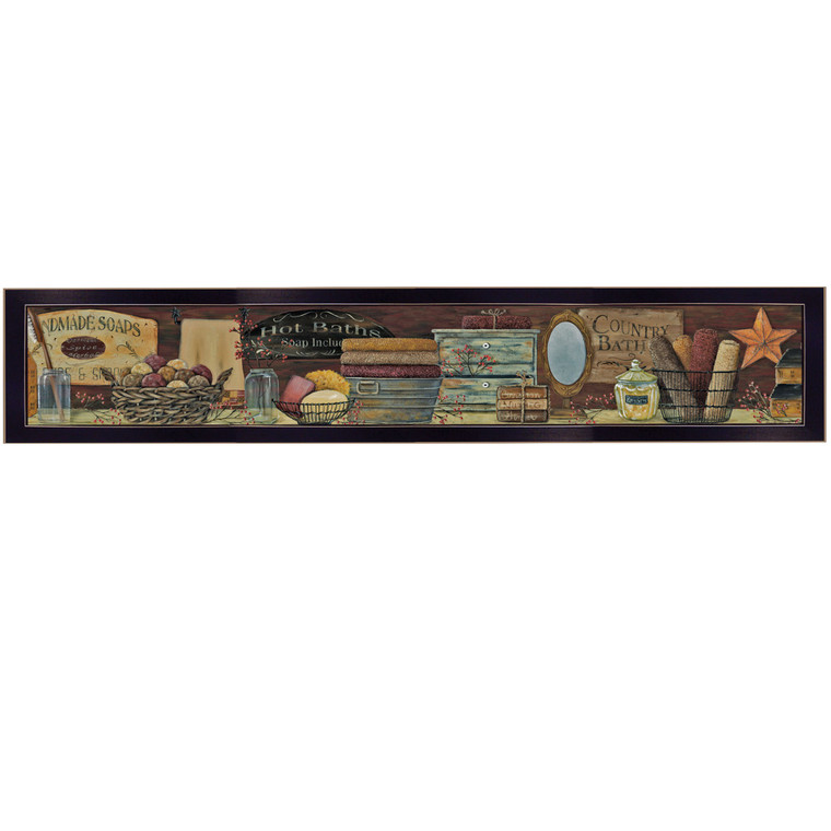 Homeroots Home Decor Country Bath Shelf 4 Black Framed Print Wall Art, Black, Framed