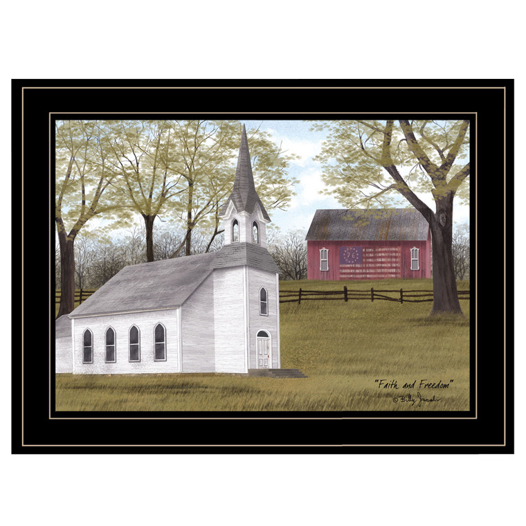 Faith And Freedom 3 Black Framed Print Wall Art - 606114088868