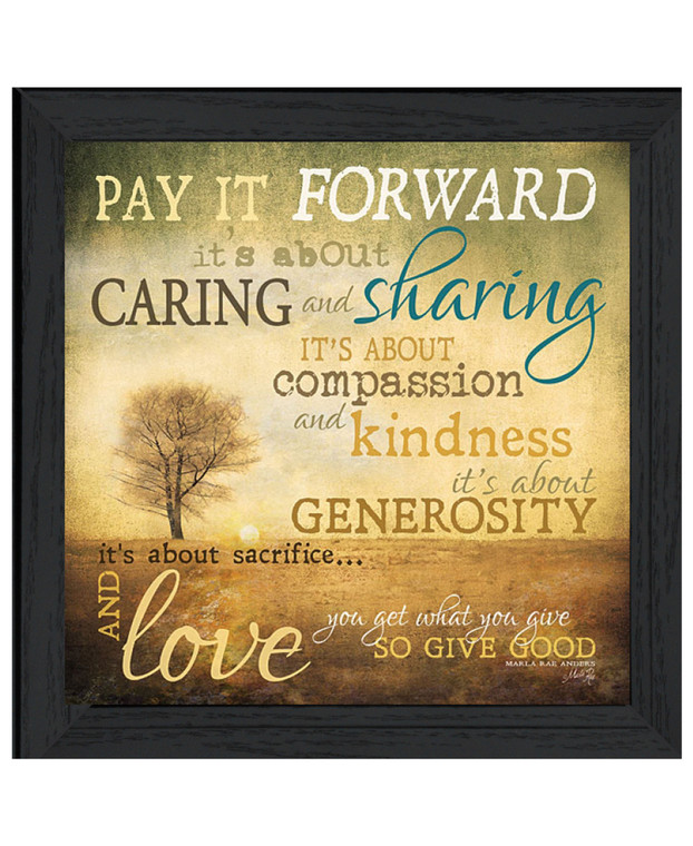 Homeroots Home Decor Meaning Of Pay It Forward 2 Black Framed Print Wall Art, Black, 21 Inch Height