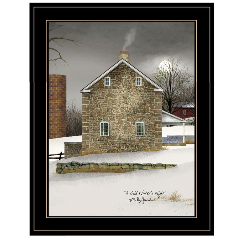 Homeroots Home Decor Cold Winters Night 2 Black Framed Print Wall Art, Black, 19 x 15 Inches