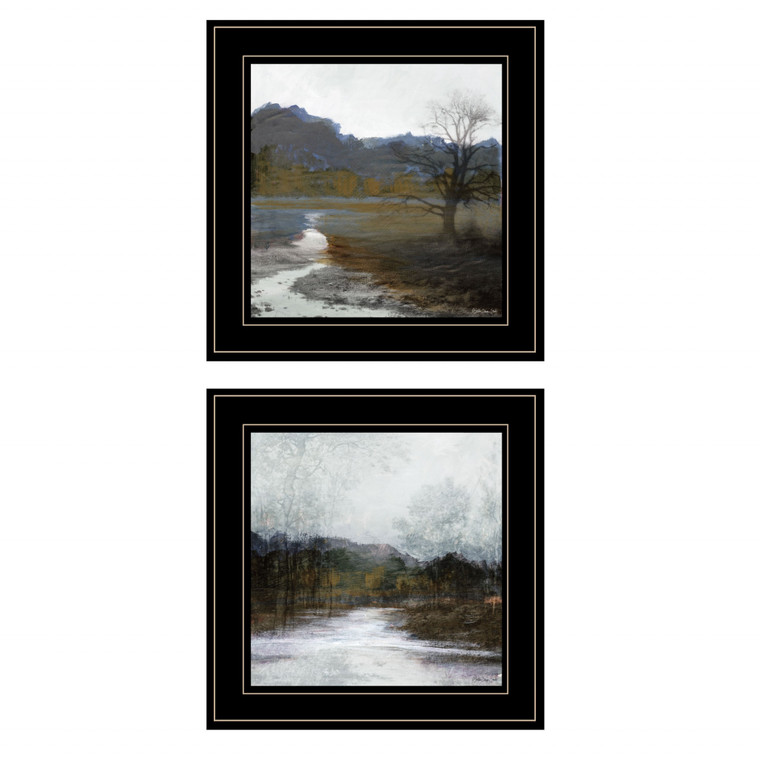 Set Of Two Winter Landscape 2 Black Framed Print Wall Art - 606114047360
