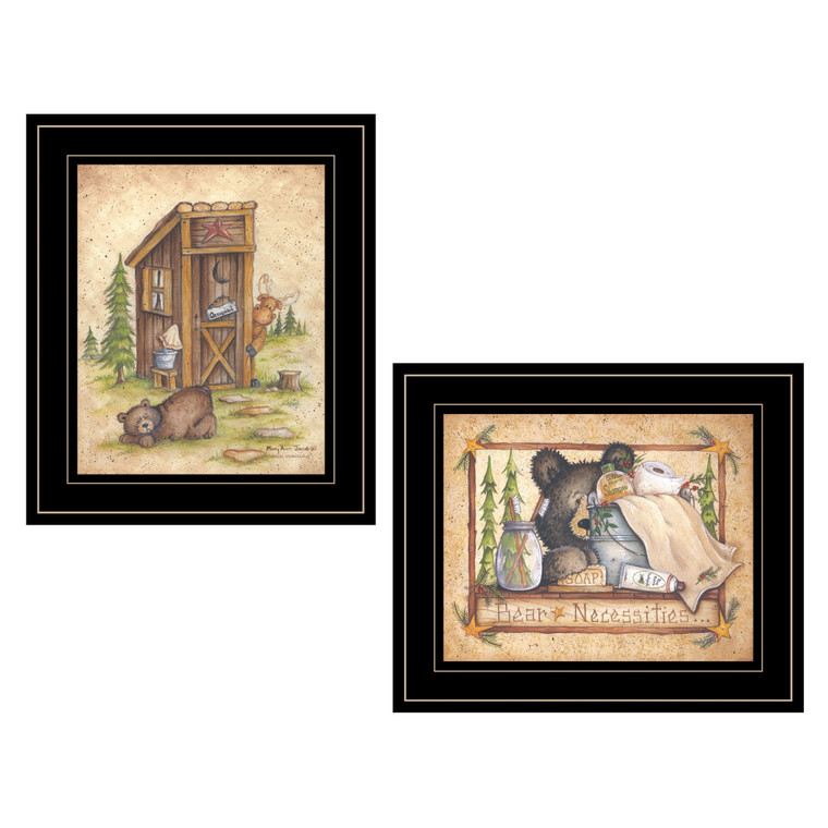 Set Of Two Bear Or Still Waiting 2 Black Framed Print Wall Art - 606114680277