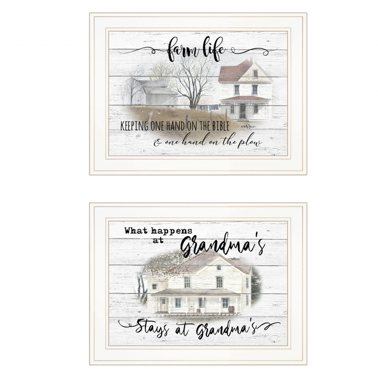 Set Of Two Stays at Grandmas 1 White Framed Print Wall Art