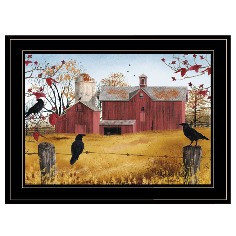 Autumn Gold 2 Black Framed Print Wall Art Wood Paper