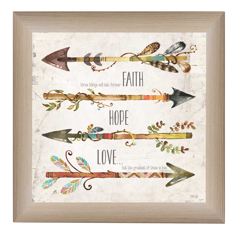 Faith Hope Love Brown Framed Print Wall Art - 606114668299