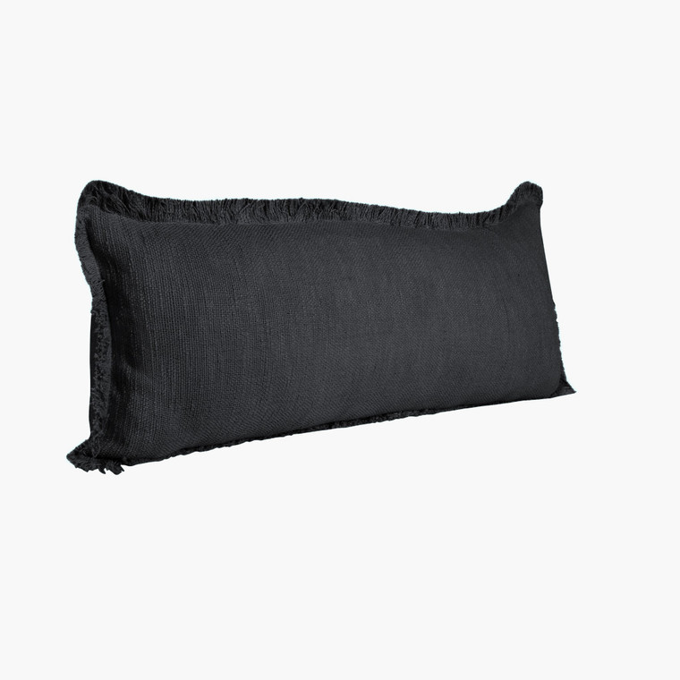Homeroots Home Decor 14 X 36 Inches Jet Black COlour 100% Cotton Zippered Pillow