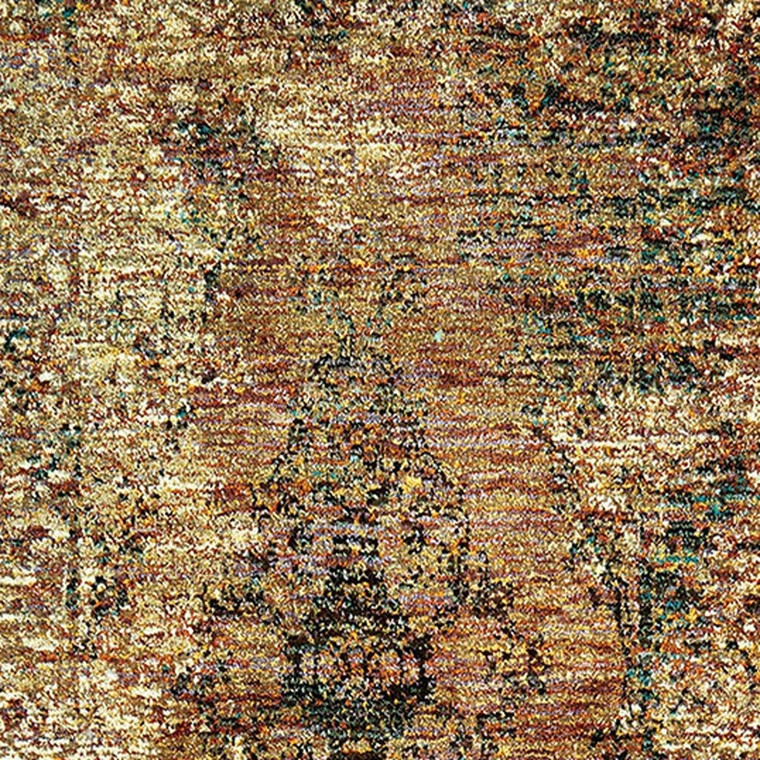 Homeroots Home Decor 2' x 10' Oriental Power Loom Runner Rug, Gold and Brown