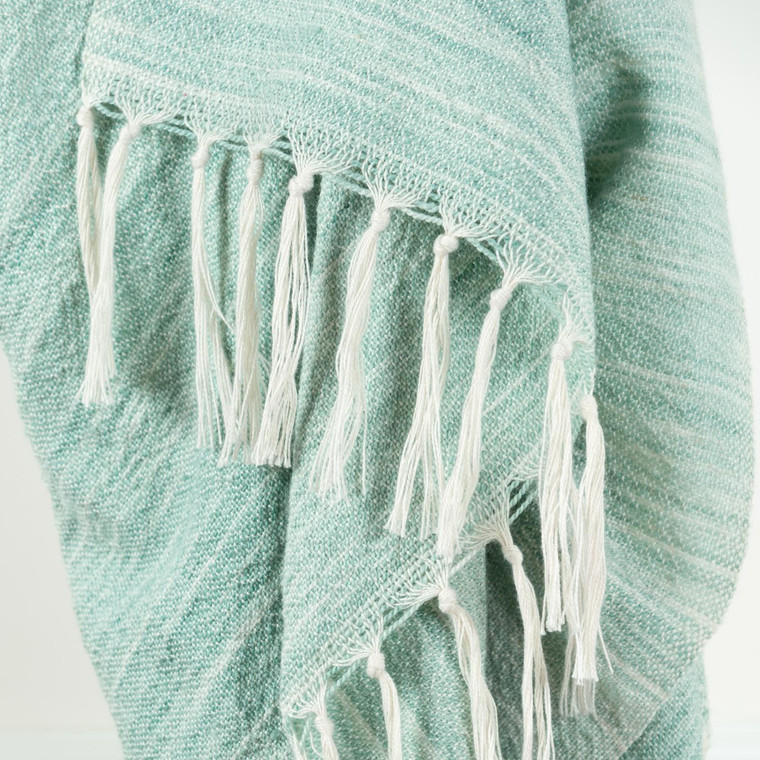 50" X 60" Aqua Woven Poly PET Abstract Stripe Throw Blanket with Tassels