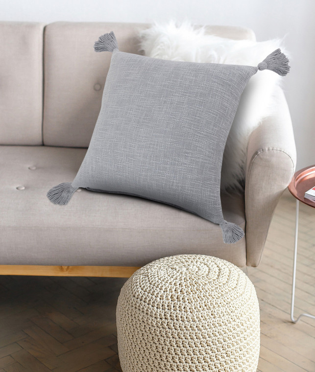 Homeroots Home Decor 20 X 20 Inches Light Gray 100% Cotton Zippered Pillow