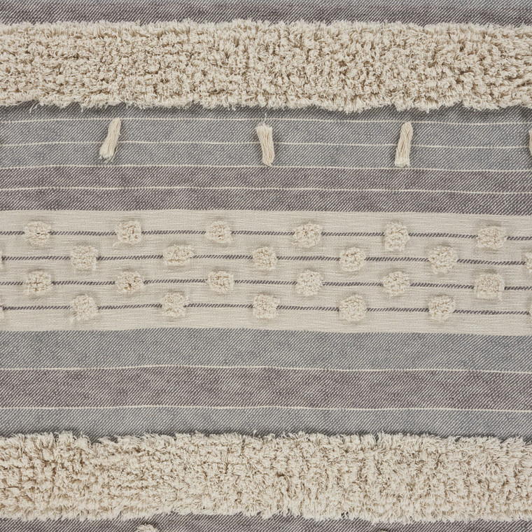 Gray Woven Cotton Striped Throw Blanket - 606114789062