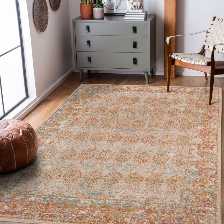 Homeroots Home Decor 9' x 12' Beige Southwestern Power Loom Area Rug With Fringe