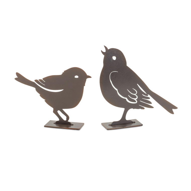Set Of Four 6" Brown Metal Bird Bird Figurine - 606114743224
