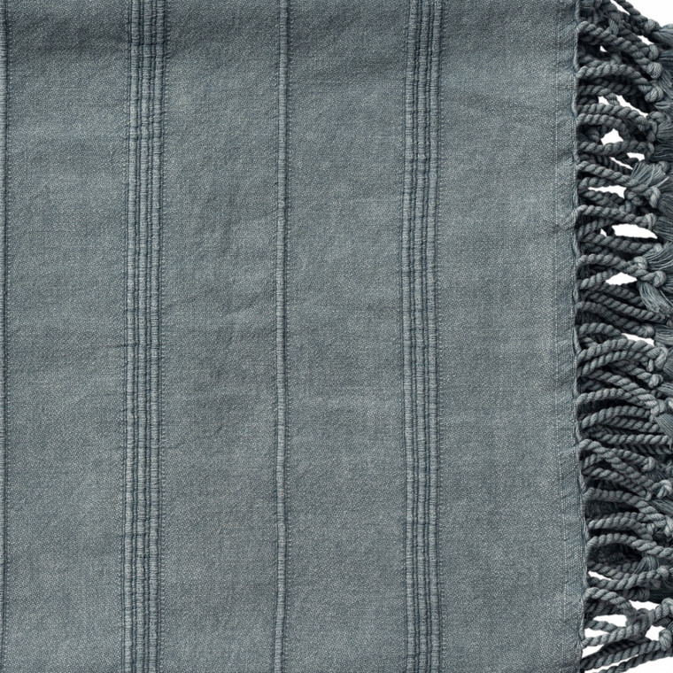 Gray Woven Cotton Striped Throw Blanket - 606114789024