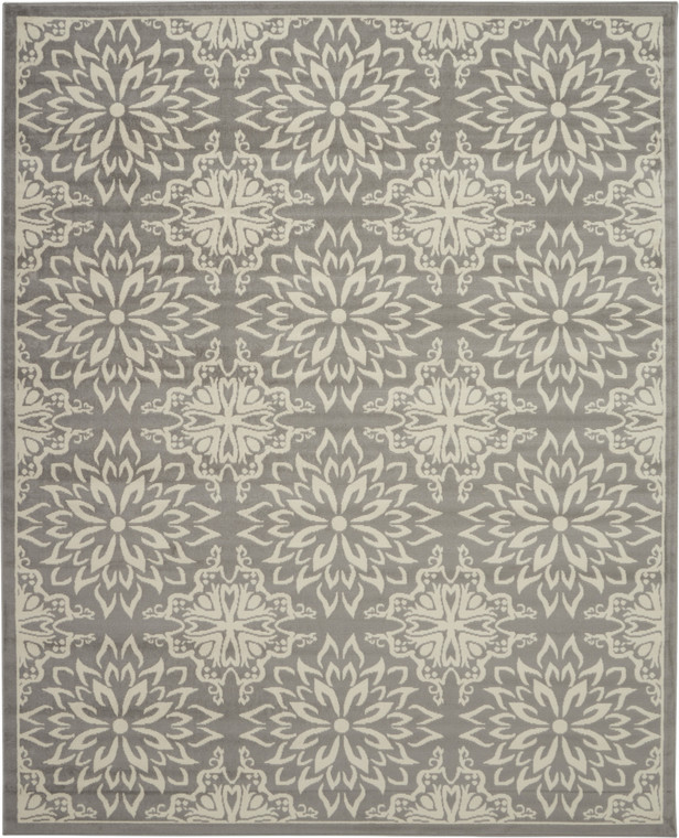 Homeroots Home Decor 7' X 10' Gray Floral Power Loom Area Rug